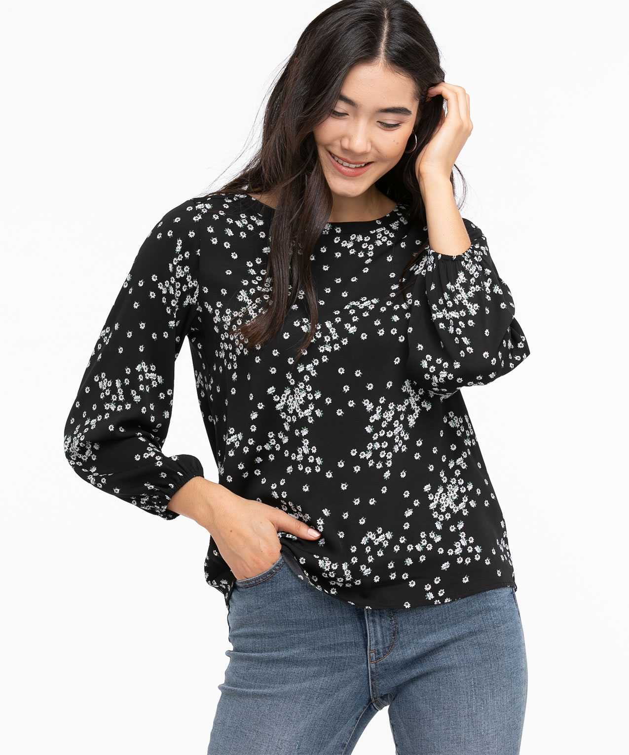 Voluminous Sleeve Scoop Neck Blouse