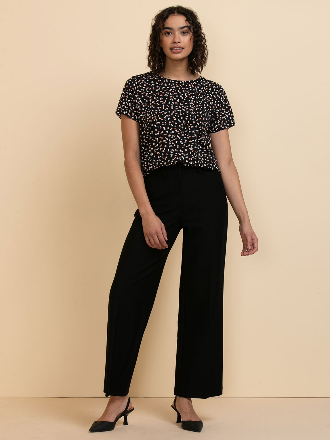 Lydia Short Sleeve Button-Back Blouse